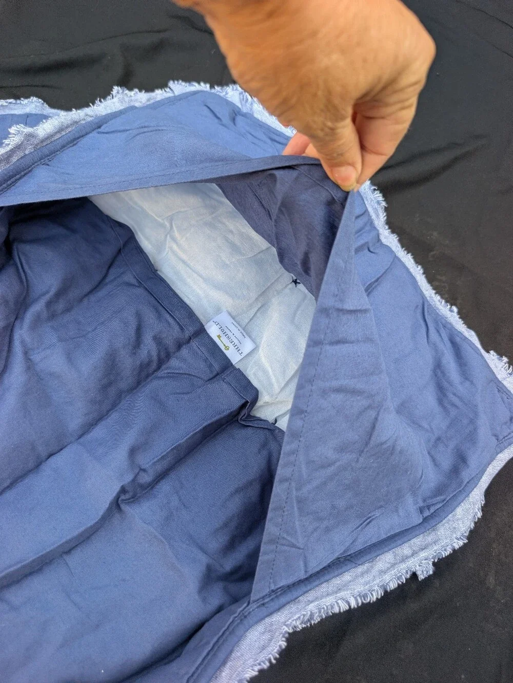 Target Chambray Blue Linen Pillowcase Pair with Rustic Fringe